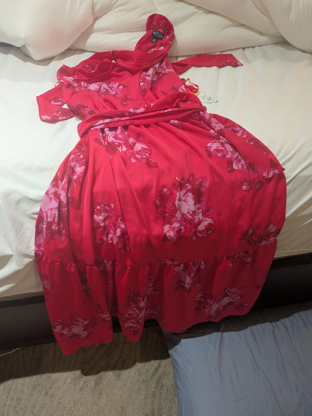 Halter Floral Maxi Dress in Hot Pink